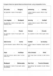 English Worksheet: Comparative - talking cards