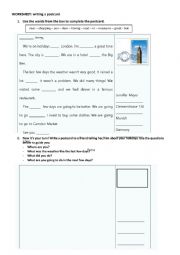English Worksheet: Writing a postcard