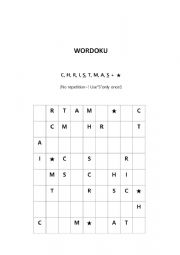 English Worksheet: WORDOKU - Christmas★