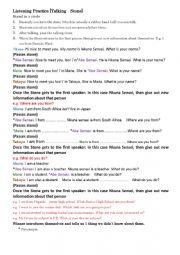 English Worksheet: Listen Practice Self Introduction (Talking Stone)