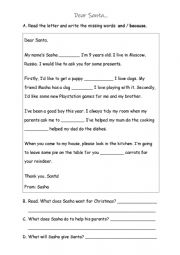 English Worksheet: Letter to Santa