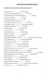 English Worksheet: Adjectives and prepositions