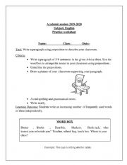 English Worksheet: Preposition-Paragraph writing 