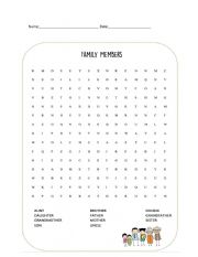 English Worksheet: Family member word search puzzle