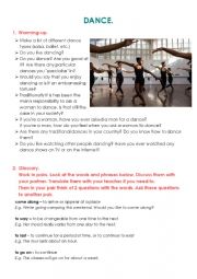 English Worksheet: Dances