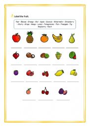 English Worksheet: FRUIT