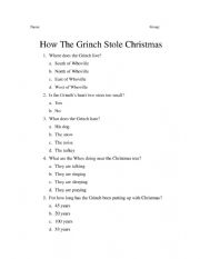 English Worksheet: How the Grinch Stole Christmas