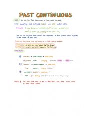 English Worksheet: Past Continuous and Past Simple Explanation 