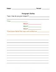 English Worksheet: ELD 1 Writing a Paragraph