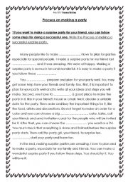 Process Essay - Preparing for a party