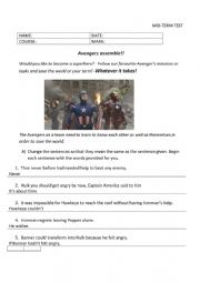 English Worksheet: Test Avengers