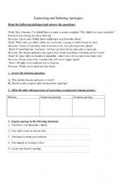 English Worksheet: express apology 