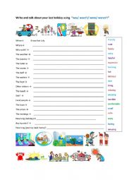 English Worksheet: was were + on holiday