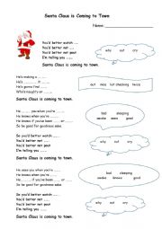 English Worksheet: santa Claus is Coming to Town