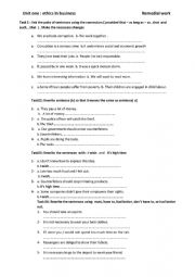 English Worksheet: Ethics  in business 