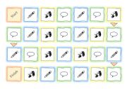 English Worksheet: Mime / Draw / Describe Board Game + Cards - Prepositions of Place IN ON AT