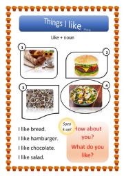 English Worksheet: Things I LIKE Part I