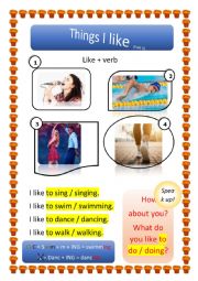 English Worksheet: Things I LIKE Part II