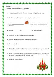 English Worksheet: Some Christmas traditions in the USA - websearch
