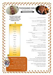 Song activity with A THOUSAND MILES (Movie White Chicks)