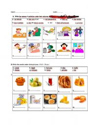 English Worksheet: TEST ABOUT FOOD,TIME,DAILY ACTIVITIES,LIKES AND DISLIKES