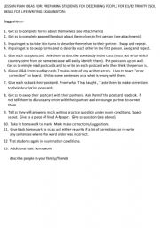 English Worksheet: Trinity E1/E2 writing about people practice question exercises