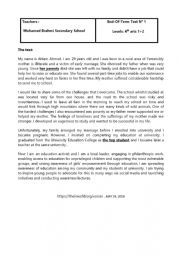 English Worksheet: end term test 4th form