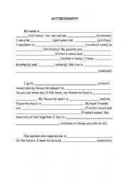 English Worksheet: Autobiography