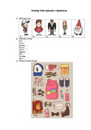 English Worksheet: Gravity Falls Episode 1 Task