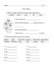 English Worksheet: Months of the year worksheet