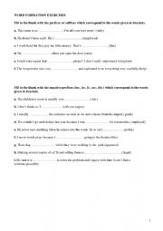English Worksheet: word formation