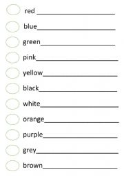 English Worksheet: colour and trace