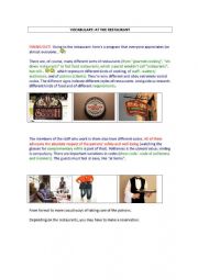 English Worksheet: Restaurant vocabulary