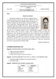 English Worksheet: 4MS First Exam