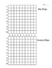 English Worksheet: ABC Battleship Game Worskheet