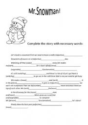 English Worksheet: Mr.Snowman!!!!