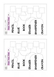 English Worksheet: school object