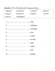 English Worksheet: Classifier