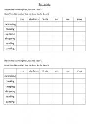English Worksheet: Like +ing