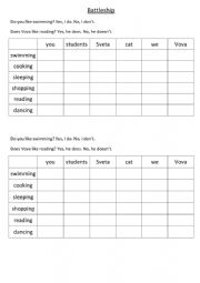 English Worksheet: Like +ing