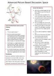 English Worksheet: Advanced Picture Based Discussion - Space