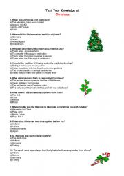 English Worksheet: Christmas Quiz