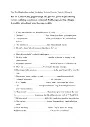 English Worksheet: New Total English Vocabulary Revision Exercise: Units 1-5 Group A