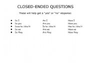 English Worksheet: Closed-ended Questions