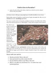 English worksheet: Paid to Live in Paradise, Pres. Perf