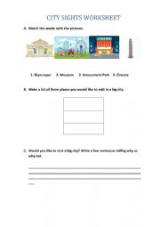 English Worksheet: City Sights worksheet