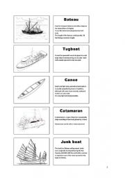 English Worksheet: Types of boats - Flashcards (Memory game)