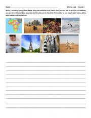 English Worksheet: Writing a traveling story