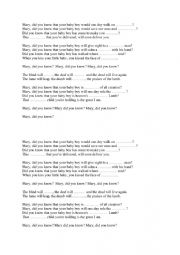 English Worksheet: Mary did you know? - lyrics to complete