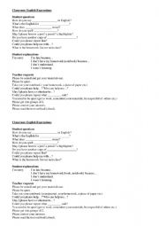 English Worksheet: Classroom English